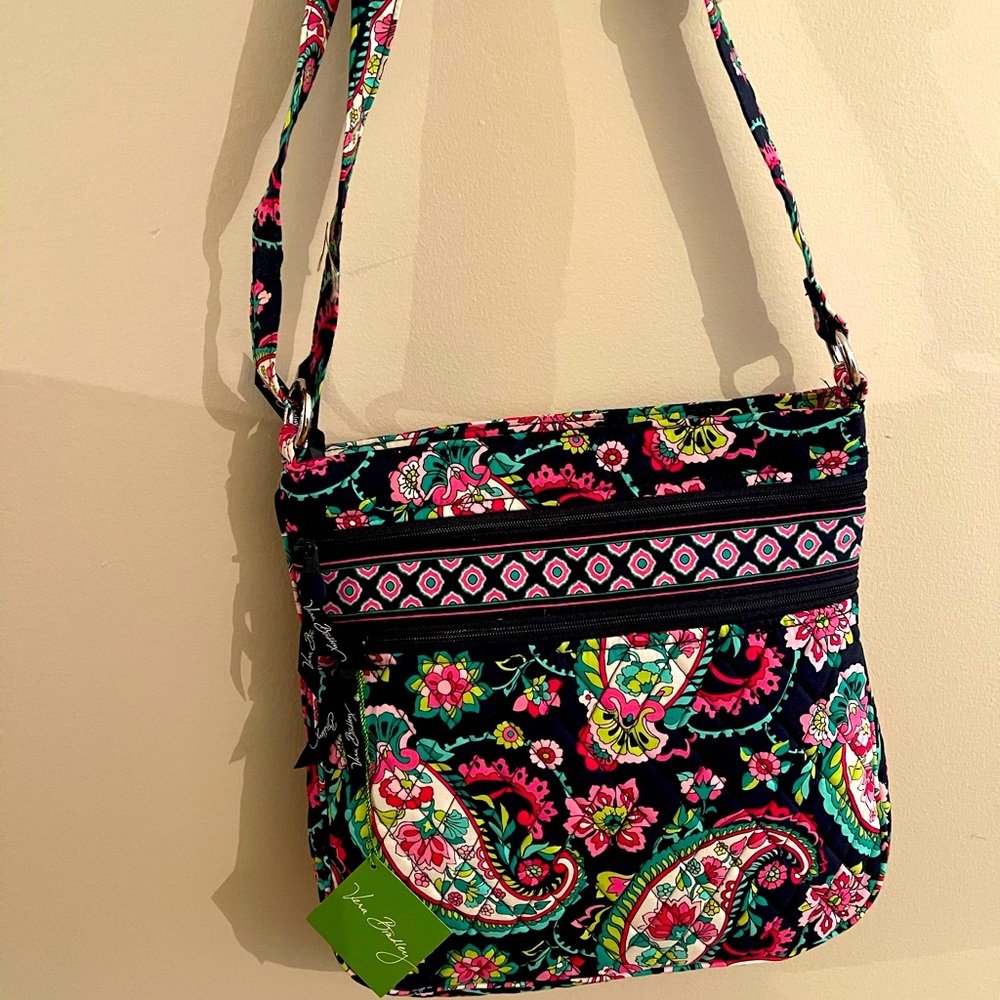 Vera Bradley triple zip hipster petal paisley NWT